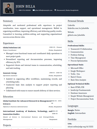 Right Sidebar template preview
