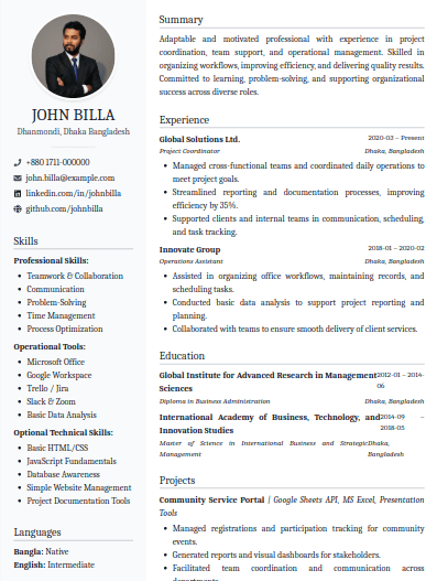 Sidebar template preview
